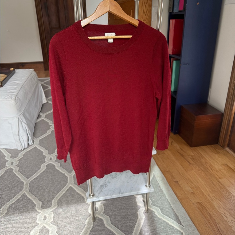 J. Crew Rich Red Crew Neck Sweater
